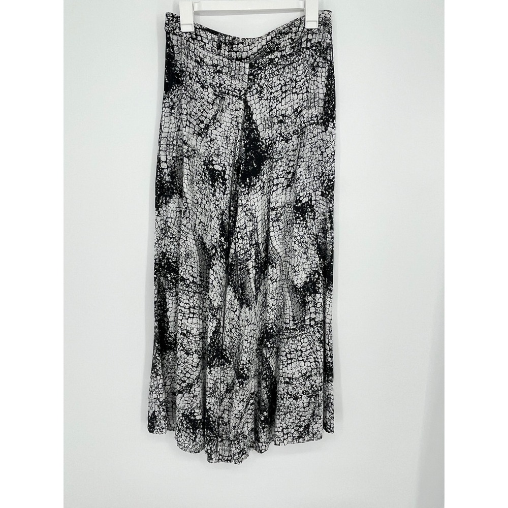 Solitaire‎ by Ravi Khosla Snake Skin Wide Leg Palazzo Pants Women L Black White
